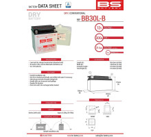 Bs батарея bb30l-b (yb30l-b) 12v 30ah 168x132x176 можна обслуговуватися - електроліт окремо (300a) harley davidson, polaris 600/700 (2) ue2019/1148