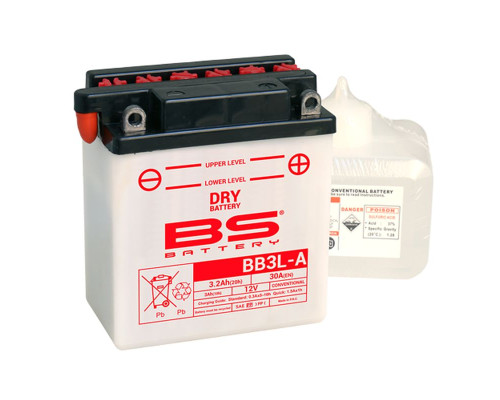Bs battery bb3l-a (yb3l-a) 12v 3ah 98x56x110 можна обслуговуватися - електроліт окремо (30a) (6) ue2019/1148