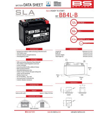 Bs батарея bb4l-b (fa) (yb4l-b) 12v 4ah 120x70x92 не обслуговується - залит (50a) (8)
