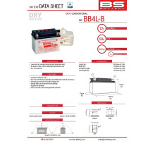Bs battery bb4l-b (yb4l-b) 12v 4ah 121x71x93 можна обслуговуватися - електроліт окремо (56a) (8) ue2019/1148