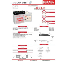Bs battery bb5l-b (yb5l-b) (12n5-3b) 12v 5ah 120x60x130 можна обслуговуватися - електроліт окремо (65a) (6) ue2019/1148