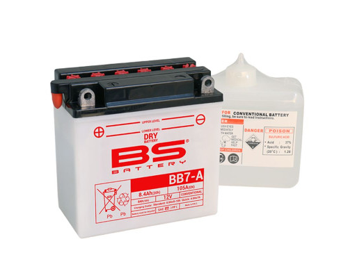 Bs battery bb7-a (12n7-4a) (yb7-a) 12v 8ah 135x75x133 можна обслуговуватися - електроліт окремо (105a) (6) ue2019/1148