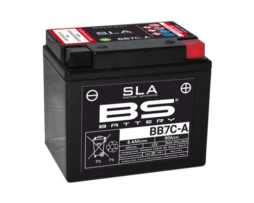 Bs батарея bb7c-a (fa) (yb7c-a) 12v 8ah 129x89x114 не обслуговується - залит (80a) (5)
