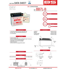 Bs battery bb7l-b (yb7l-b) (12n7-3b) (yb7l-b2) 12v 8ah 135x75x133 можна обслуговуватися - електроліт окремо (85a) (6) ue2019/1148 (310595)