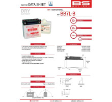 Bs battery bb7l-b (yb7l-b) (12n7-3b) (yb7l-b2) 12v 8ah 135x75x133 можна обслуговуватися - електроліт окремо (85a) (6) ue2019/1148 (310595)