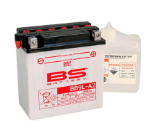 Bs battery bb9l-a2 (yb9l-a2) 12v 9ah 135x75x139 можна обслуговуватися - електроліт окремо (100a) (4) ue2019/1148