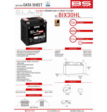 Bs акумулятор bix30hl max (fa) (ytx30l) 12v 30ah 166x130x175 не обслуговується - залив (підвищений круточний струм) (440a) (2)