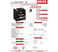 Bs акумулятор bix30hl max (fa) (ytx30l) 12v 30ah 166x130x175 не обслуговується - залив (підвищений круточний струм) (440a) (2)