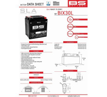 Bs акумулятор bix30l (fa) (ytx30l) 12v 30ah 166x125x175 не обслуговується - затоплений (385a) (2)