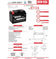 Bs батарея bt12a (fa) (yt12a-bs, yt12a) 152x88x106 12v 10ah не обслуговується - залито (175a) (4)