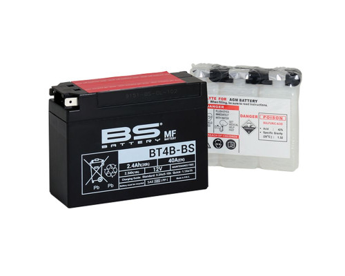 Bs батарея bt4b-bs (yt4b-bs) 12v 2.3ah 113x38x85 не обслуговується - електроліт окремо (40a) (12) ue2019/1148