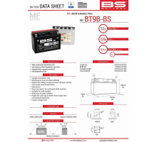 Bs батарея bt9b-bs (yt9b-bs) 12v 8ah 150x70x105 не обслуговується - електроліт окремо (120a) (6) ue2019/1148