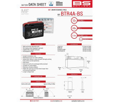 Bs батарея btr4a-bs (ytr4a-bs) 12v 2.3ah 113x38x85 не обслуговується - електроліт окремо (45a) (12) ue2019/1148