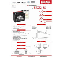 Bs батарея btx12-bs (ytx12-bs) 12v 10ah 152x88x131 не обслуговується - електроліт окремо (180a) (4) ue2019/1148