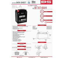 Bs батарея btx14ah (fa) (ytx14ah-bs) 12v 12ah 135x90x167 не обслуговується - залив (210a) (4)