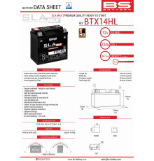 Bs батарея btx14hl max (fa) (ytx14l-bs) 12v 14ah 149x87x144 не обслуговується - заливається (підвищений круточний струм) (220a) (4) - заміняє 300856 300882
