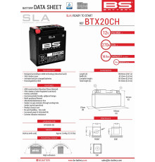 Bs батарея btx20ch (fa) (ytx20ch-bs, ytx20a-bs) 12v 18ah 150x87x161 не обслуговується - залит (270a) (4)