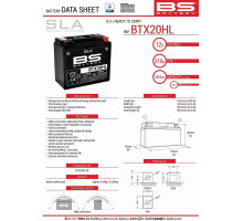 Bs акумулятор btx20hl (fa) (ytx20hl-bs) 12v 18ah 175x87x155 не обслуговується - затоплений (310a) (4)