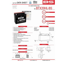 Bs battery btx20hl-bs (ytx20hl-bs) 175x87x155 не обслуговується - електроліт окремо (310a) (2) ue2019/1148
