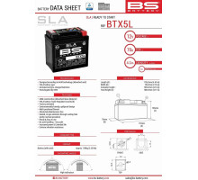 Bs акумулятор btx5l / btz6s (fa) (ytx5l-bs) 12v 5.3ah 113x70x106 не обслуговується - залив (90a) (8)