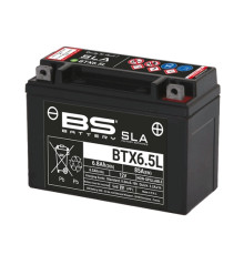 Bs батарея btx6.5l (fa) (ytx6.5l) 12v 6.8ah 139x66x102 не обслуговується - залито (85a) (10)