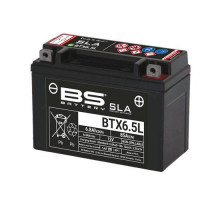 Bs батарея btx6.5l (fa) (ytx6.5l) 12v 6.8ah 139x66x102 не обслуговується - залито (85a) (10)