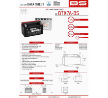 Bs батарея btx7a-bs (ytx7a-bs) 12v 6ah 152x88x94 не обслуговується - електроліт окремо (90a) (6) ue2019/1148