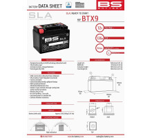 Bs батарея btx9 (fa) (ytx9-bs) 152x88x106 12v 8ah не обслуговується - залито (120a) (9)
