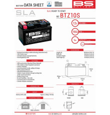 Bs батарея btz10s (fa) (ytz10s) 12v 8.6ah 150x86x95 не обслуговується - залито (190a) (4)