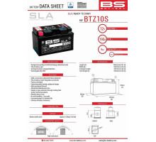 Bs батарея btz10s (fa) (ytz10s) 12v 8.6ah 150x86x95 не обслуговується - залито (190a) (4)