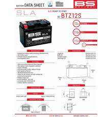 Bs акумулятор btz12s (fa) (ytz12s) 12v 11ah 150x86x110 не обслуговується - залив (210a) (4)