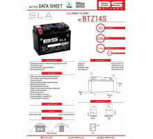 Bs батарея btz14s (fa) (ytz14s) 12v 11.2ah 150x86x110 не обслуговується - залив (230a) (4)