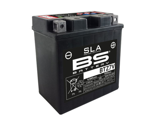 Bs акумулятор btz7v (fa) (ytz7v) 12v 6.5ah 113x70x121 не обслуговується - залив (105a) (8)