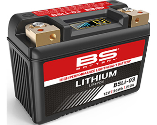 Bs lifepo4 bsli-03 акумулятор літій-іонний з індикатором заряду (134x65x92) (210a,36wh,3ah) (ytx7a-bs,yt7b-bs,yt9b-bs,ytx9-bs,yb9-b,yt7b-4,yt9b-4) (10)