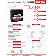 Bs акумулятор sla12-20 (fa) (sla12-18) 12v 20ah 182x77x168 не обслуговується - затоплений (180a) (4)