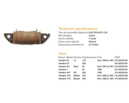 Котушка намотування DZE YAMAHA YFS 200 BLASTER YFS200 88-07
