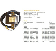 Котушка запалювання dze YAMAHA yfm 350 warrior (oem-3dg-82310-10-10, 3dg-82310-10-00)
