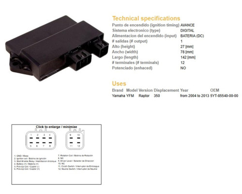 Dze cdi модуль запалювання YAMAHA yfm 350 raptor '04-'12 (oem-5yt-85540-00)