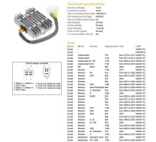 РЕГУЛЯТОР НАПРУГИ DZE DUCATI 600/620/748/750/796/800/900/916/944/992/996/1000/1100 '98-'12 (35A)(54040111 RacingC, SH579-B11) (ESR532) - НА ЗАМІНУ 2354-01
