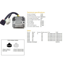 DZE РЕГУЛЯТОР НАПРУГИ HONDA SH 125/150 '05-'12 (35A) (31600-KTF-641) (SH541PA) (ESR910)