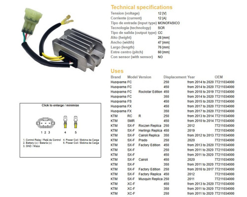 РЕГУЛЯТОР НАПРУГИ DZE HUSQVARNA FC/FS/FX 250/350/450 '14-'20