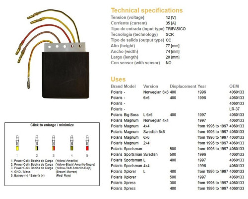 DZE РЕГУЛЯТОР НАПРУГИ POLARIS 300/400/500 (OEM-4060133) (ESR950)