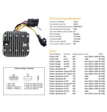 DZE РЕГУЛЯТОР НАПРУГИ POLARIS SPORTSMAN EFI 500/700/800; RANGER EFI 500/700/800 (12V/35A) (4012384, 4011569, 4011925) (ESR826)