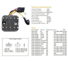 DZE РЕГУЛЯТОР НАПРУГИ POLARIS SPORTSMAN EFI 500/700/800; RANGER EFI 500/700/800 (12V/35A) (4012384, 4011569, 4011925) (ESR826)
