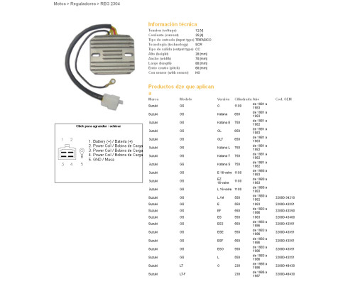 DZE РЕГУЛЯТОР НАПРУГИ SUZUKI GS 450E/S '84-'88; GS500 '84-'85; GS550 '83-'87; GS1100E/ES/G '82-'87; GSX1100E/Z/D '82- (ESR090,ESR100) (32800-34210) (ESR090)