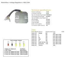 DZE РЕГУЛЯТОР НАПРУГИ SUZUKI GS 450L '84-'88; GS700E '85-'86; GS750ES/EF/ESD '83-'85; GS1100ES/EF '84-'86; GR 650 TEMPTER '83 (ESR130,RGU-301)