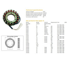 СТАТОР ОБМОТКИ ГЕНЕРАТОРА DZE YAMAHA FJR 1300 '01-11, TDM 850 '91-01, XV 750 '81-98, 1100 '86-99, SUZUKI VL 1500 '98-04, VS 600/700/750/800, HONDA VT 600 '88-07, X L 650V '00-06, XRV 750 '90-00 - ЗАМІНЯЄ 2887-01