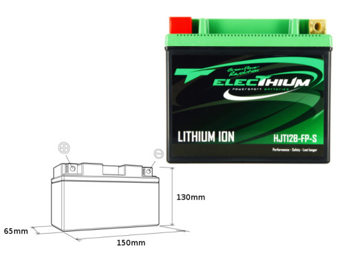 Electhium літій-іонний акумулятор з індикатором заряду hjt12b-fp-s (150x65x130) (yt12b-bs, yt14b-bs, yb16al-a2) (вага 1.1kg)