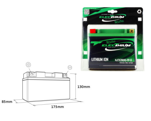 Electhium літій-іонний акумулятор з індикатором заряду hjtx20(h)-fp-s (175x85x130) (ytx20-bs,ytx20h-bs, yb16-b, y50-n18a-a, hvt-5) (вага 1.7kg)