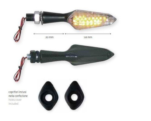 Покажчики повороту far led (алюміній) (2 шт.) чорні (з підставками)